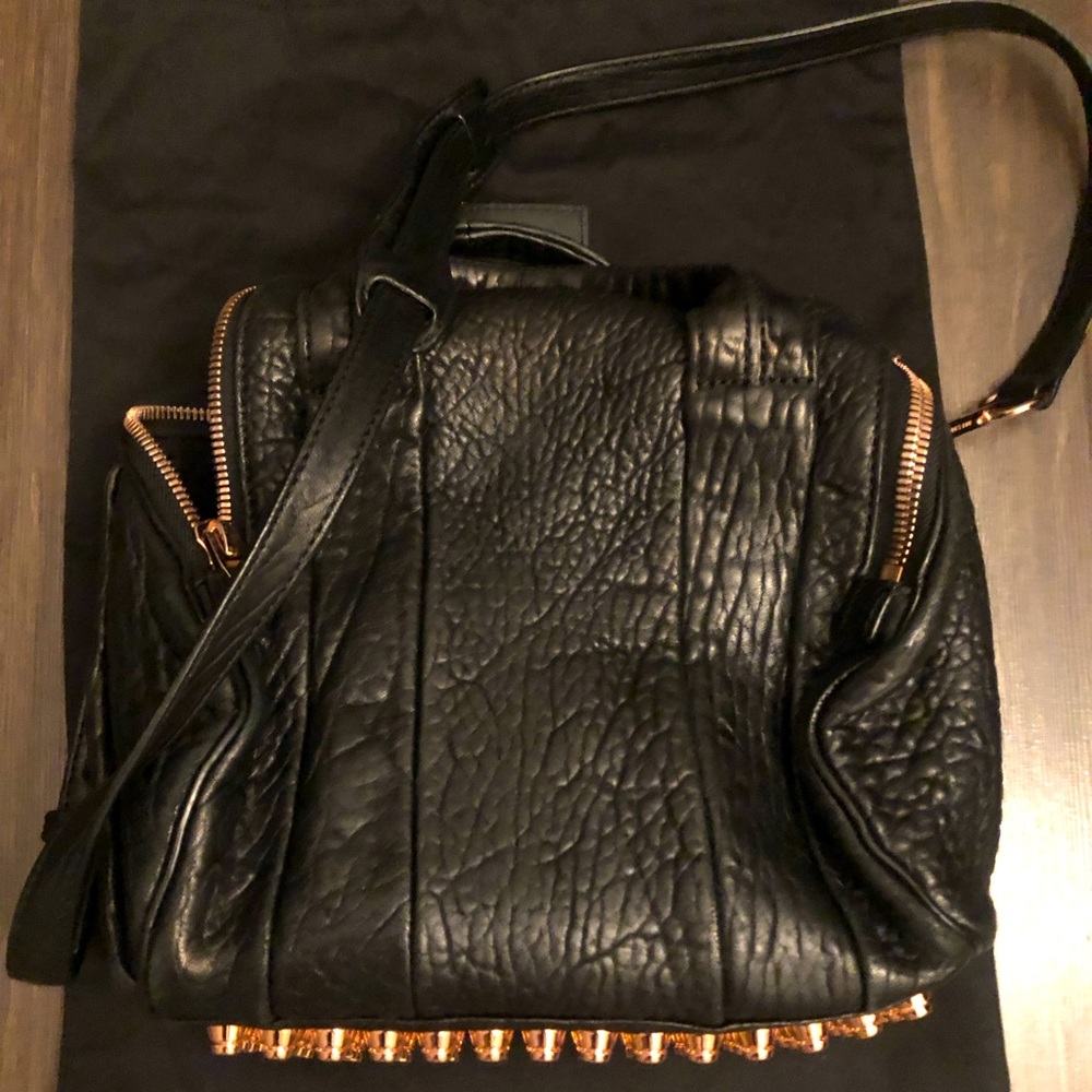 Alexander Wang Rockie rose gold hardware, black pebbled leather purse